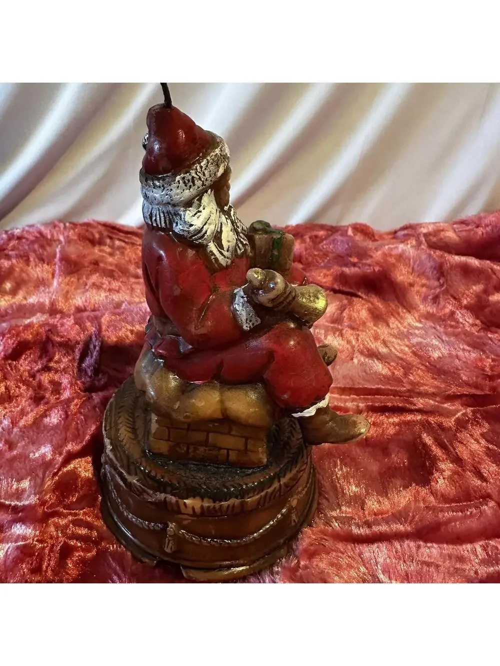 Vintage Hard Wax Santa Christmas Candle Decor  Kitsch